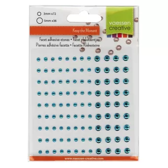 Vaessen Creative • Strass Steentjes Half Zelfklevend 3+5mm 108pcs Turkoois (5012-006)