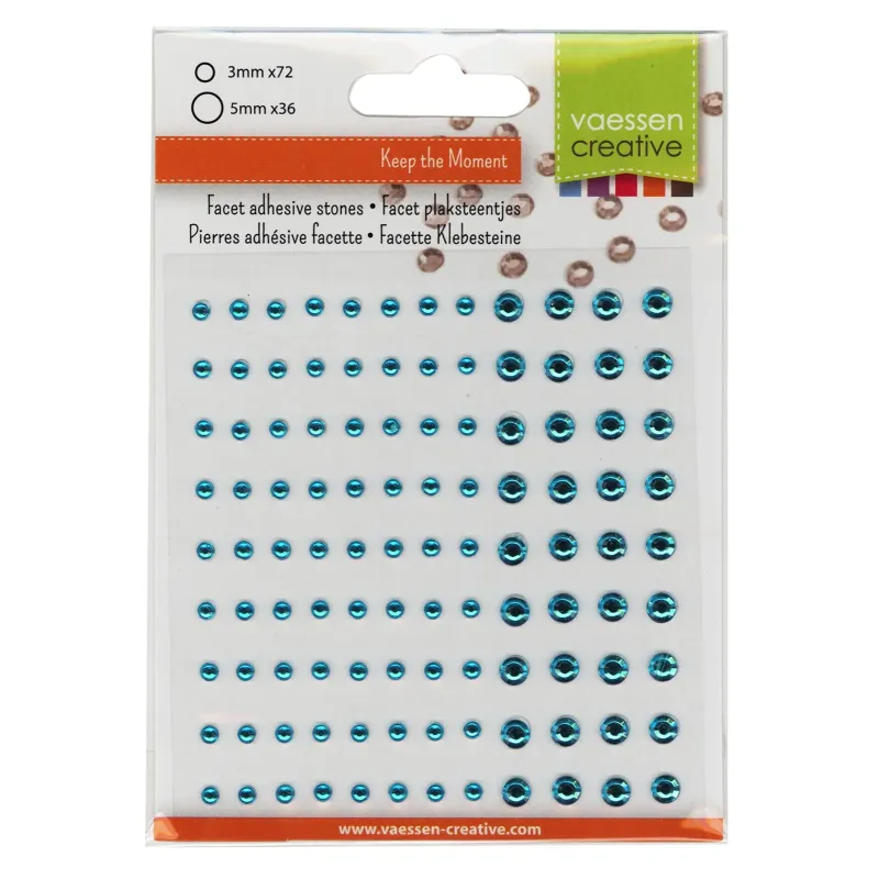 Vaessen Creative Strass Steentjes Half Zelfklevend 3+5mm 108pcs Turkoois (5012-006)