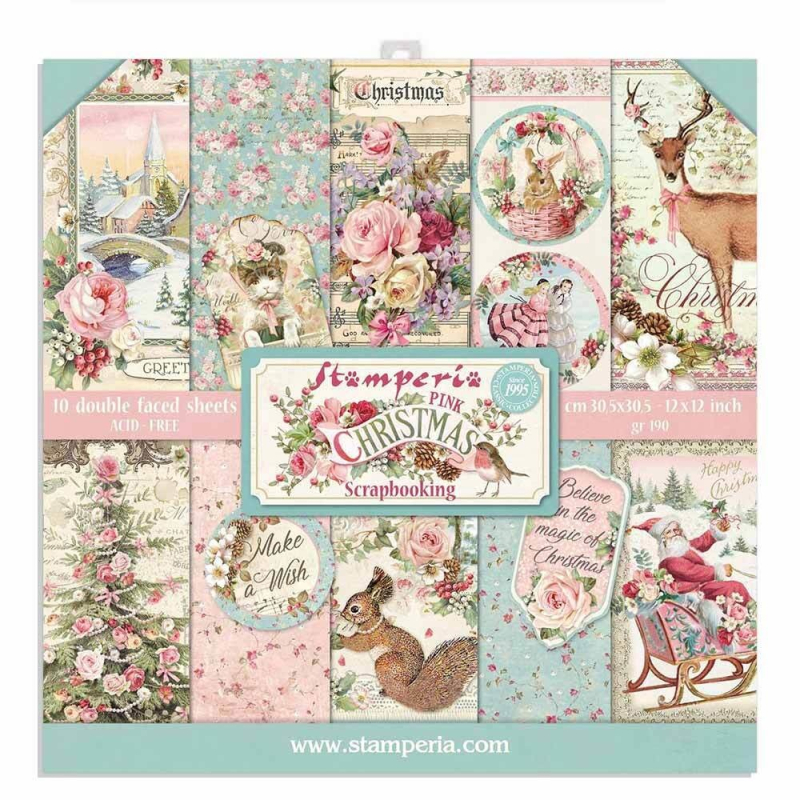 Stamperia Pink Christmas 12x12 Inch Paper Pack (SBBL73) ( SBBL73)
