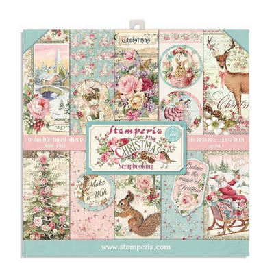 Stamperia Pink Christmas 8x8 Inch Paper Pack (SBBS16)